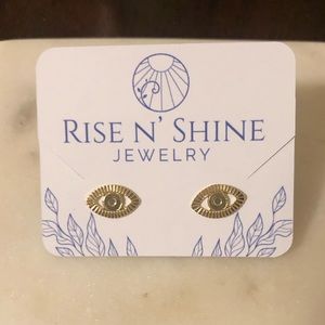 18K Gold Plated Evil Eyes Earrings